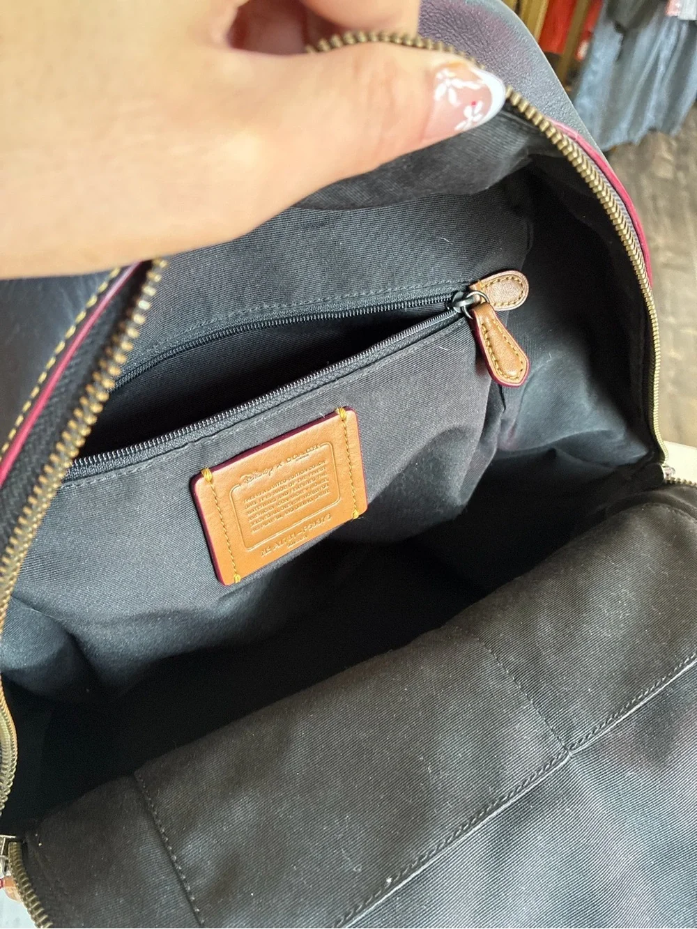 Coach x Disney Black Leather Backpack with Mickey Appliqué
